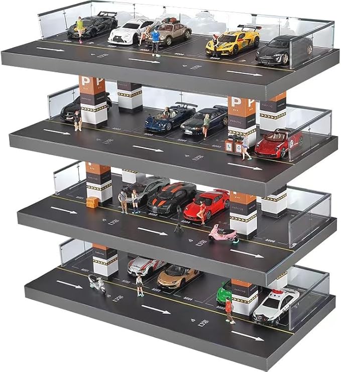 1/64 clear car case with 4 floors